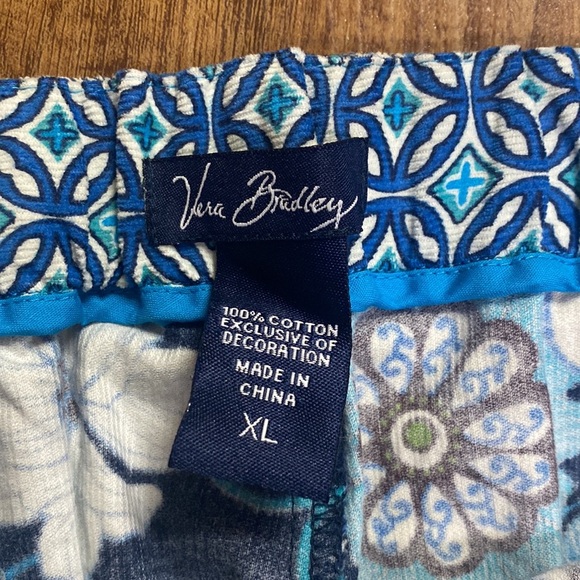 Vera Bradley blue floral corduroy wide leg drawstring waist pants size XL - Picture 7 of 8